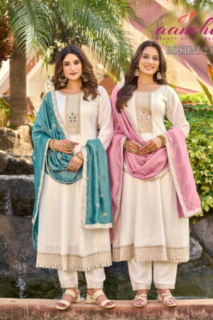 Aanchi Roshni 2 Vichitra Silk Anarkali Kurti With Bottom Dupatta Rehmat Boutique