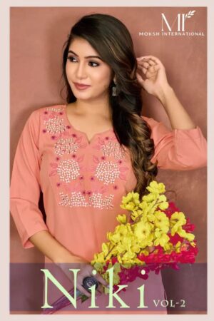 Moksh Niki Vol 2 Rinkal Embroidered Short Kurti Collection Rehmat Boutique