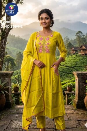 Vitara 1594 E To H Mal Chanderi Embroidered Kurti Set With Dupatta Rehmat Boutique