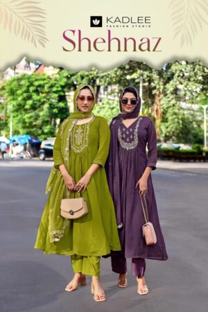 Kadlee Shehnaz Mul Chanderi Handworked Kurti Set Rehmat Boutique