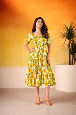 Taraa L 4509 Vichitra Silk Printed Long Kurti Collection Rehmat Boutique