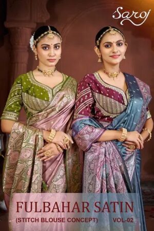 Saroj Fulbahar Satin Vol 2 Siroski Work Silk Wedding Saree Rehmat Boutique