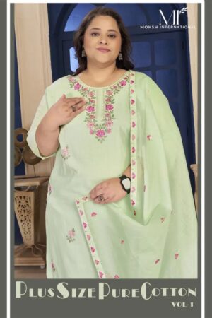 Moksh Plus Size Pure Cotton Vol 1 Embroidery Kurti Set Collection Rehmat Boutique