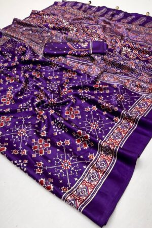Lux Vol 28 Semi Modal Patola Ajrakh Saree Collection Rehmat Boutique