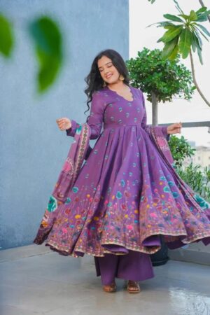 D 2111 Muslin Printed Kurti And Pant Dupatta Collection Rehmat Boutique