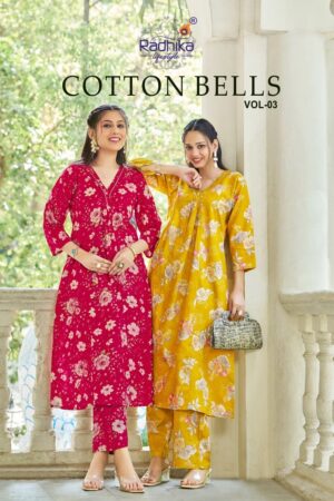 Radhika Cotton Bells Vol 3 Printed Kurti With Bottom Collection Rehmat Boutique