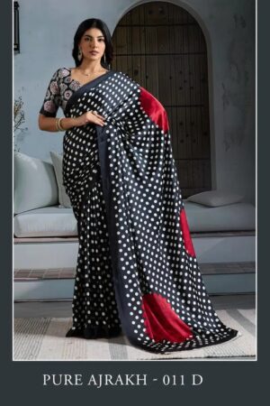 Pure Ajrakh 011 A To F Printed Ajrakh Saree Collection Rehmat Boutique