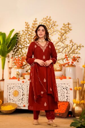Sahiba Vol 2 Mal Chanderi Designer Kurti Bottom And Dupatta Rehmat Boutique