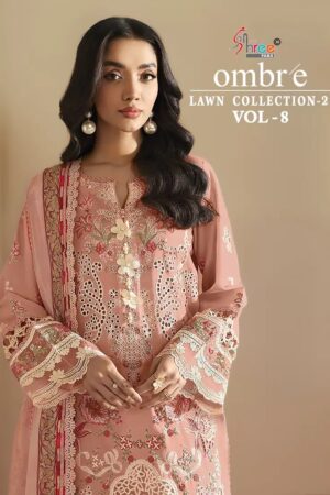 Shree Ombre Lawn 26 Vol 8 Embroidered Suits Cotton Dupatta Rehmat Boutique