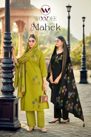 Woodee Mahek Thread Worked Kurti With Bottom Dupatta Rehmat Boutique