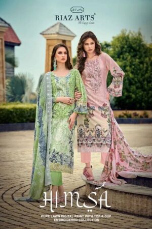 Riaz Art Himsa Cotton Cambric Embroidered Dress Material Rehmat Boutique