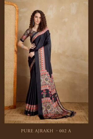 Pure Ajrakh 002 A To E Ajrakh Printed Saree Collection Rehmat Boutique