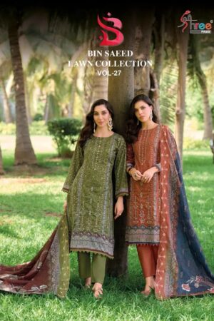 Shree Bin Saeed Lawn Vol 27 Cotton Pakistani Suit Collection Rehmat Boutique