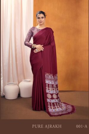 Pure Ajrakh 001 A To E Modal Ajrakh Printed Saree Collection Rehmat Boutique