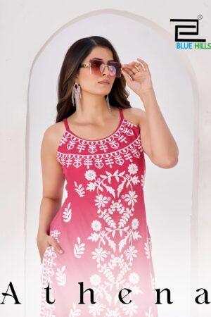 Blue Hills Athena Rayon Embroidery Work Short Kurtis Rehmat Boutique