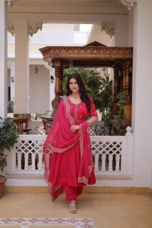 Lw 9328 Mul Chanderi Embroidered Kurti Set With Dupatta Rehmat Boutique