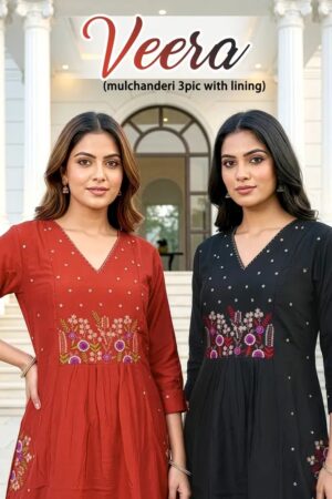 Veera Vol 6 Mul Chanderi Anarkali Kurti Set Collection Rehmat Boutique