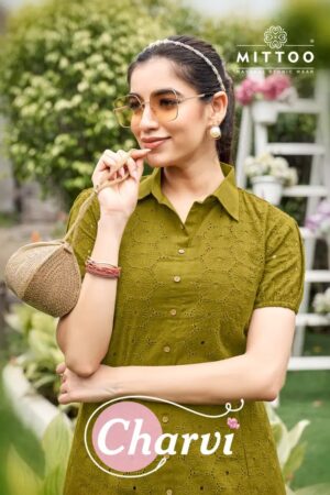 Mittoo Charvi Boring Work Cotton Kurti With Bottom Collection Rehmat Boutique