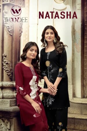 Woodee Natasha Discharge Printed Kurti With Bottom Collection Rehmat Boutique