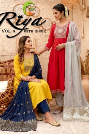 Riya Vol 4 Roman Silk Anarkali Kurti With Bottom Dupatta Rehmat Boutique
