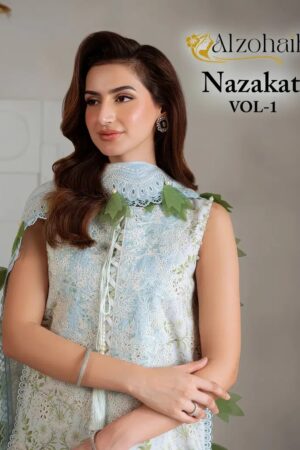 Alzohaib Nazakat Vol 1 Cotton Patche Worked Salwar Suits Chiffon Dupatta Rehmat Boutique