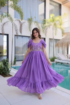 Ka 1240 Mal Chanderi Party Wear Long Gown Collection Rehmat Boutique
