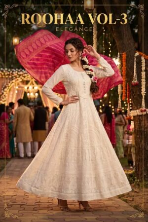 Roohaa Vol 3 Embroidered Wedding Wear Gown with Dupatta Collection Rehmat Boutique