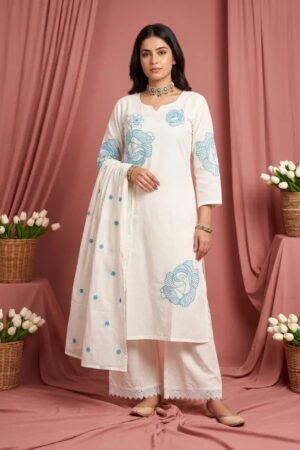 Naisha K 914 Mal Cotton Kurti Pant With Dupatta Rehmat Boutique
