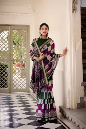 Taraa L 7045 Viscose Chanderi Printed Saree Collection Rehmat Boutique