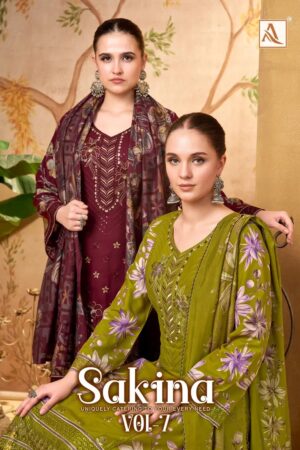 Alok Sakina Vol 7 Viscose Embroidery Work Dress Material Rehmat Boutique