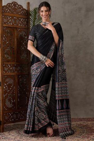 Ajrakh Lux 34 Modal Silk Printed Saree Collection Rehmat Boutique