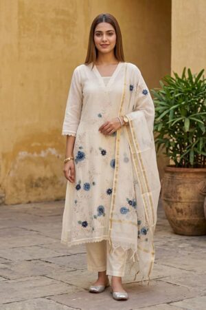 Naisha K 936 Pure Mul Chanderi Kurti With Pant Dupatta Rehmat Boutique