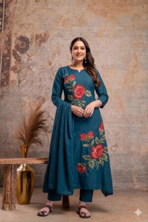 Naisha K 940 Mul Mul Embroidered Kurti Set With Dupatta Rehmat Boutique