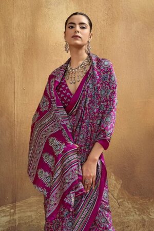 Rajtex Pure Ajrakh 035 Ajrakh Printed Saree Collection Rehmat Boutique