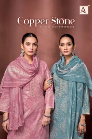 Alok Copper Stone Foil Printed Cotton Dress Material Collection Rehmat Boutique