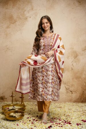 Tanya 01 New Magic Cotton Printed Kurti And Pant Dupatta Rehmat Boutique