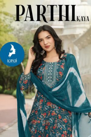 Kaya Parthi Rayon Printed Anarkali Kurti Set With Dupatta Rehmat Boutique