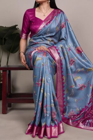 Taraa L 7021 Permium Printed Tussar Silk Saree Rehmat Boutique
