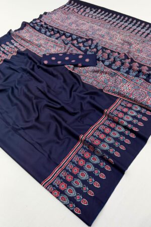 Lux Vol 34 Ajrakh Printed Saree Under 500 Rehmat Boutique