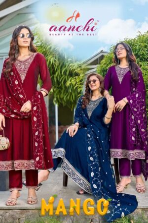 Aanchi Mango Vichitra Silk Anarkali Kurti With Bottom Dupatta Rehmat Boutique