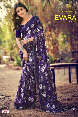 Kashvi Evara Vol 2 Georgette Printed Saree With Diamond Lace Rehmat Boutique