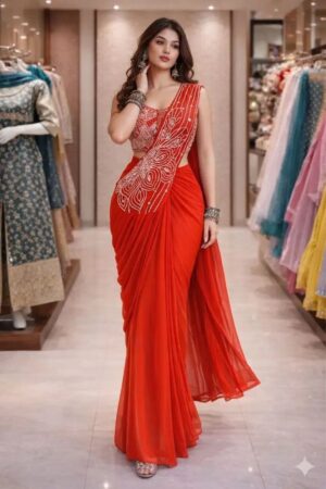 Bt 7158 Georgette Designer Ready To Wear Saree Collection Rehmat Boutique