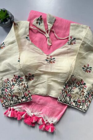 Khadi Vol 25 Embroidery Work Saree With Blouse Collection Rehmat Boutique