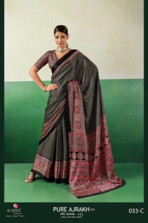 Rajtex Pure Ajrakh 033 Modal Ajrakh Printed Saree Collection Rehmat Boutique