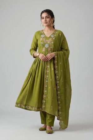 Naisha K 950 Mul Chanderi Embroidery Work Kurti With Bottom Dupatta Rehmat Boutique