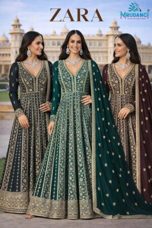 Mrudangi Zara Chinon Silk Designer Gown With Dupatta Rehmat Boutique