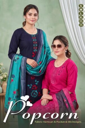 Popcorn Vol 8 Embroidery Worked Kurti Set With Dupatta Rehmat Boutique