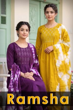 Ramsha Vol 8 Vertican Festive Anarkali Style Kurti Set with Dupatta Rehmat Boutique