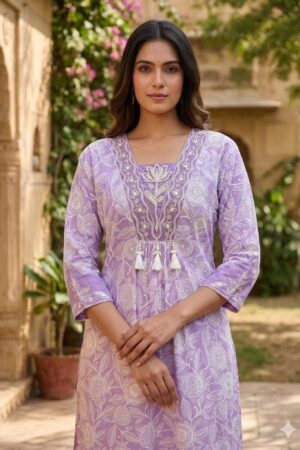 Vitara Saloni Foil Printed Cotton Kurti With Bottom Dupatta Rehmat Boutique