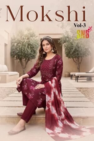 Mokshi Vol 3 Vertican Straight Cut Kurti Bottom With Dupatta Rehmat Boutique